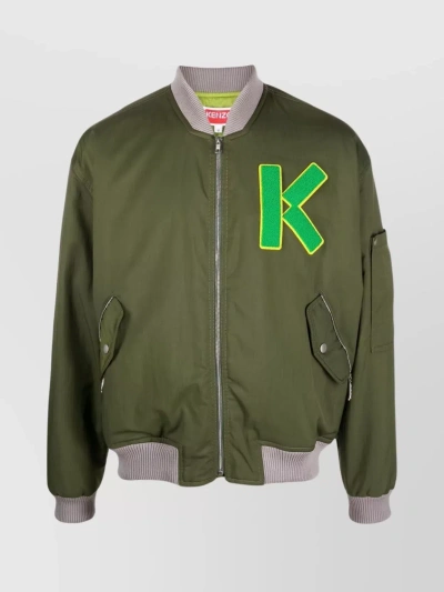 Kenzo Varsity Logo-patch Bomber Jacket In Green