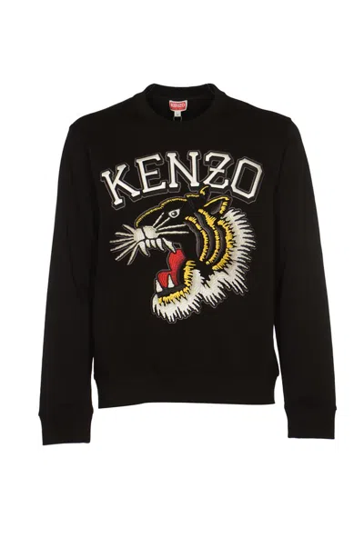 Kenzo Varsity Tiger Crewneck Sweatshirt In Black