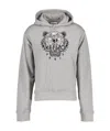 Kenzo Varsity Tiger Logo-print Hoodie In Gray