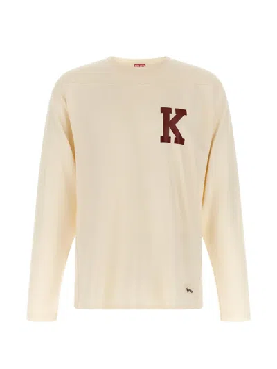 Kenzo Varsity Logo Long Sleeve Casual T Shirt In Neutral