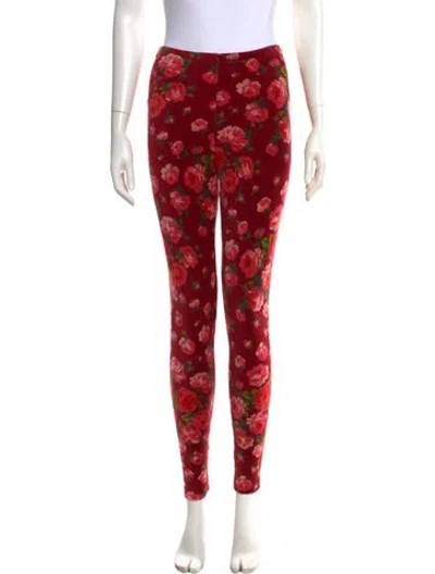Pre-owned Kenzo Velvet Skinny Leg Pants In Burgundy