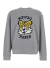 Kenzo 'verdy Market' Grey Crewneck Sweatshirt With Dropped Shoulders And Maxi Logo Embroidery On The Front In Grey