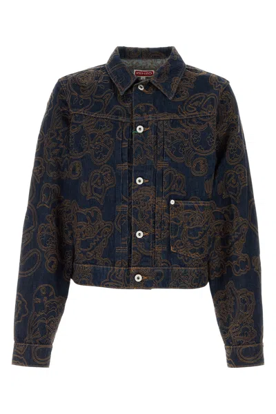 Kenzo Verdy Collection Trucker Jacket In Rinsebluedenim