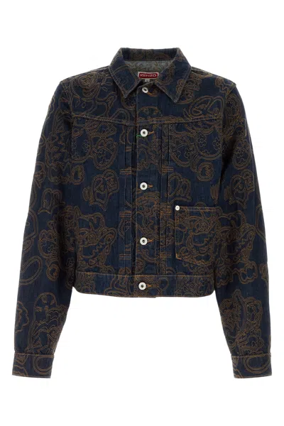 Kenzo Verdy Collection Trucker Jacket In Rinsebluedenim