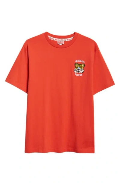 Kenzo Verdy Market Embroidered Cotton T-shirt In Red