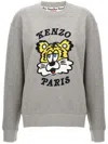 Kenzo 'verdy Market' Grey Crewneck Sweatshirt With Dropped Shoulders And Maxi Logo Embroidery On The Front In Grey