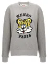 Kenzo 'verdy Market' Grey Crewneck Sweatshirt With Dropped Shoulders And Maxi Logo Embroidery On The Front In Gray