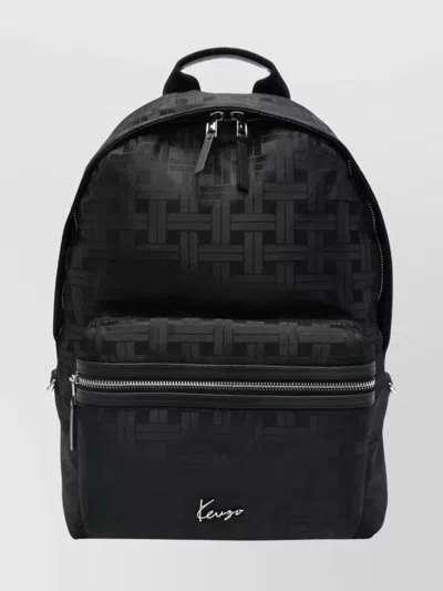 Kenzo Versatile Backpack With Front Zip Pocket In Black