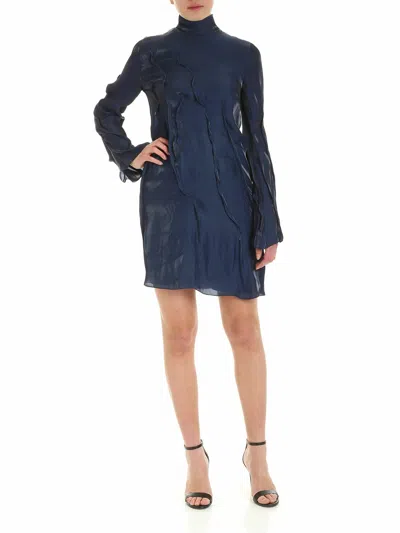 Kenzo Wave Long-sleeves Dress In Blue