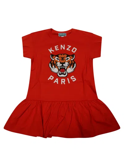 Kenzo Vestito Mm Jersey Tiger In Red