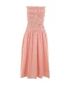 Kenzo Shirred Gingham Cotton Midi Dress In Pink