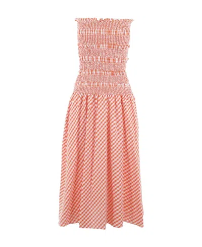 KENZO KENZO VICHY OFF-THE-SHOULDER DRESS