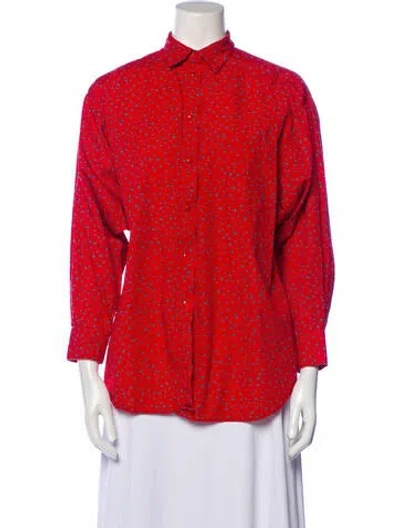 Pre-owned Kenzo Vintage 1980's Button-up Top In Red