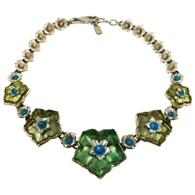 Pre-owned Kenzo Vintage Floral Necklace In Gray