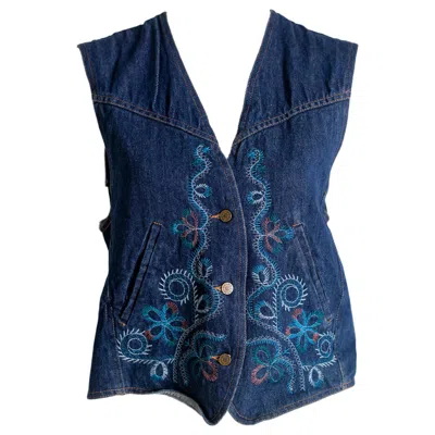 Pre-owned Kenzo Vintage Gilet Jeans Hokusai The Great Wave Off Kanagawa In Purple