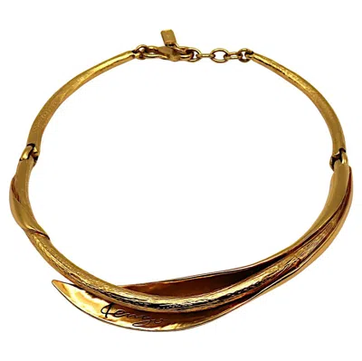 Pre-owned Kenzo Vintage Gold Tone Calla Lily Flower Rigid Choker Necklace In Multi