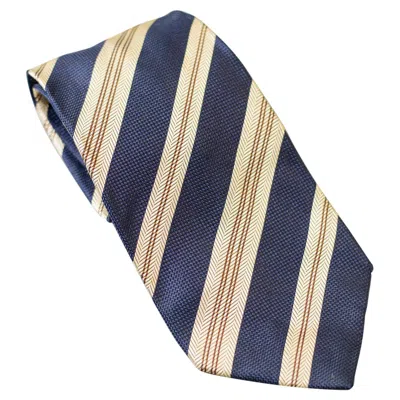 Pre-owned Kenzo Vintage  Homme Striped All-silk Tie In Black
