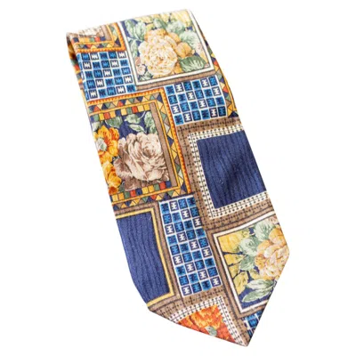 Pre-owned Kenzo Vintage  Roses Pure Silk Tie In Brown