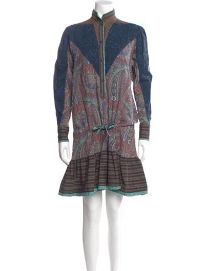 Pre-owned Kenzo Vintage Knee-length Dress In Blue