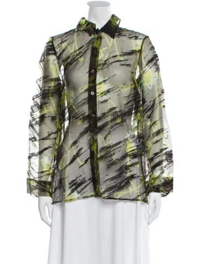 Pre-owned Kenzo Vintage Late 1990's - Early 2000's Blouse In Green
