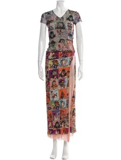 Pre-owned Kenzo Vintage Late 1990's - Early 2000's Skirt Set In Orange