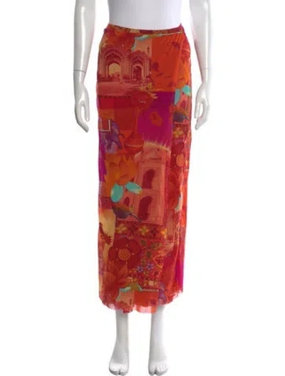 Pre-owned Kenzo Vintage Long Skirt In Orange