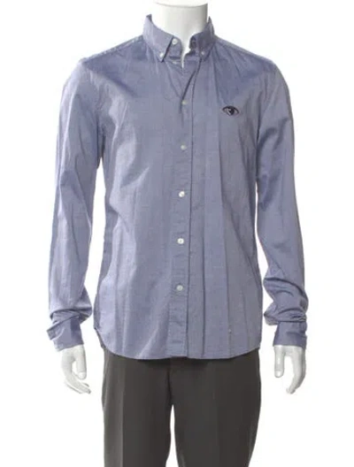 Pre-owned Kenzo Vintage Long Sleeve Dress Shirt In Blue
