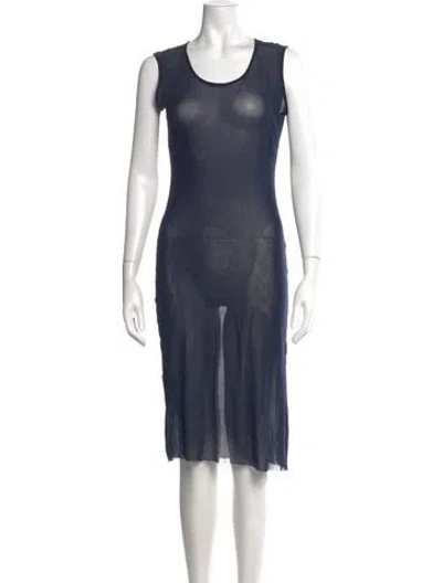 Pre-owned Kenzo Vintage Midi Length Dress In Blue