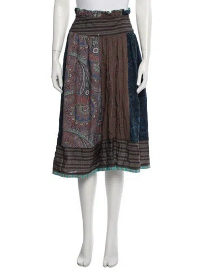 Pre-owned Kenzo Vintage Midi Length Skirt In Blue/brown