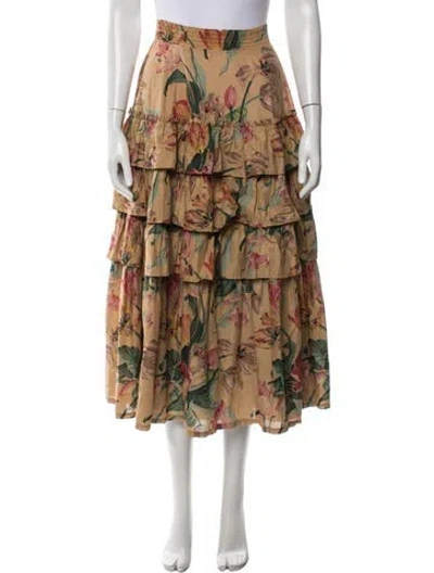 Pre-owned Kenzo Vintage Midi Length Skirt In Brown