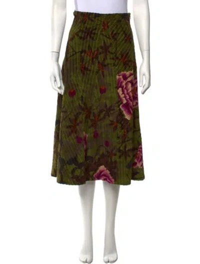 Pre-owned Kenzo Vintage Midi Length Skirt In Green