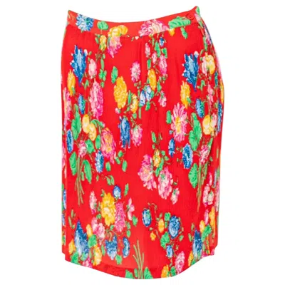 Pre-owned Kenzo Vintage Red Floral Skirt
