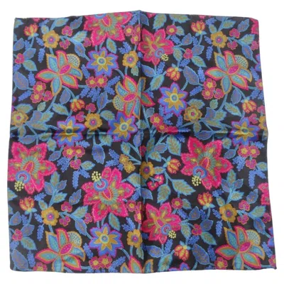 Pre-owned Kenzo Vintage Silk Printed Scarf In Gray