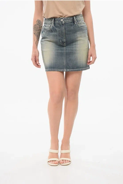 Kenzo Japanese Denim Mini Skirt In Blue
