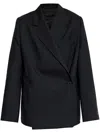 Kenzo Double-breasted Wool Blazer In 黑色