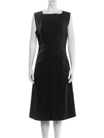 Pre-owned Kenzo Virgin Wool Midi Length Dress In Black