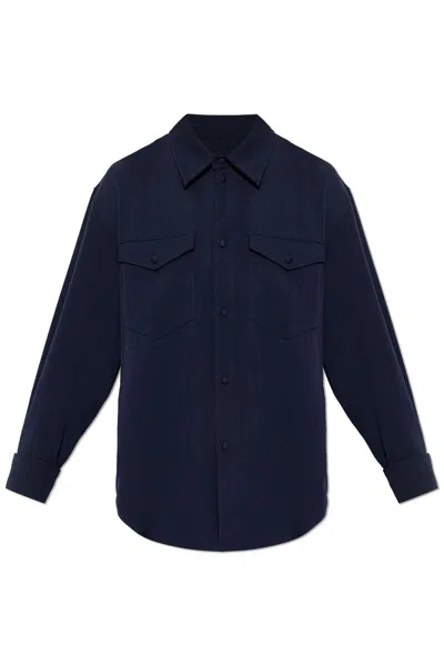 Kenzo Virgin Wool Shirt In Blue
