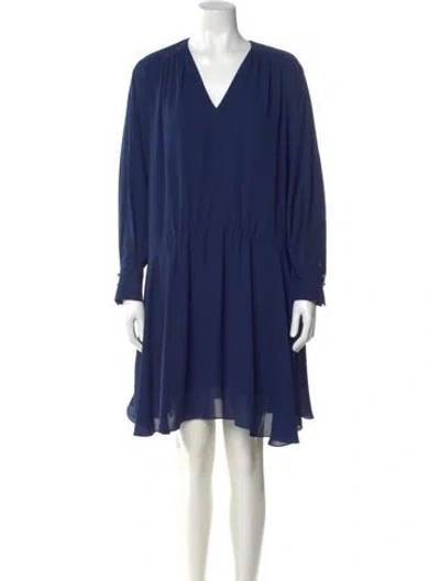 Pre-owned Kenzo V-neck Knee-length Dress In Blue