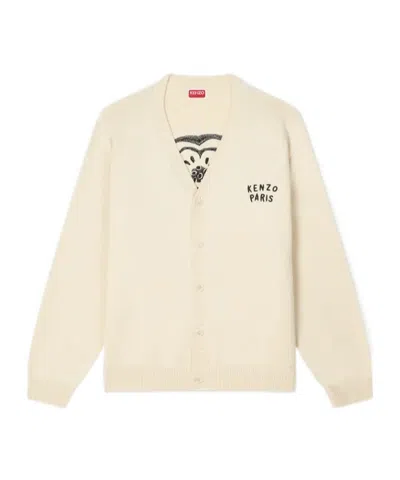 Kenzo V-neck Knitted Cardigan In White