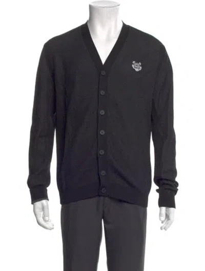Pre-owned Kenzo V-neck Long Sleeve Cardigan In Gray