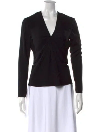 Pre-owned Kenzo V-neck Long Sleeve Top In Black