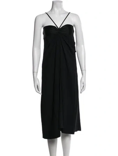 Pre-owned Kenzo V-neck Midi Length Dress In Black