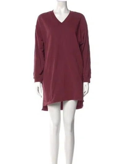 Pre-owned Kenzo V-neck Mini Dress In Burgundy