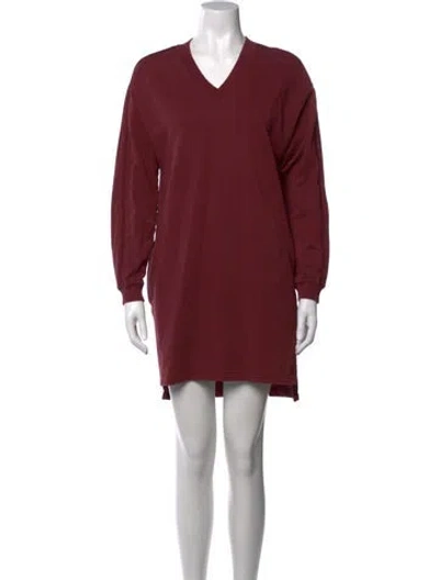 Pre-owned Kenzo V-neck Mini Dress In Burgundy