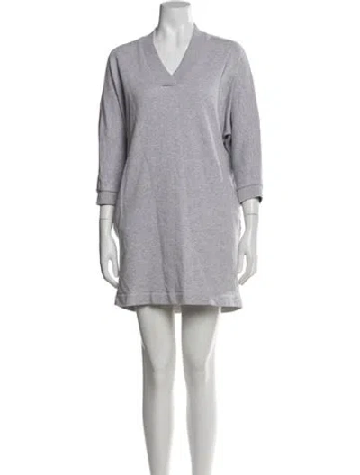 Pre-owned Kenzo V-neck Mini Dress In Gray