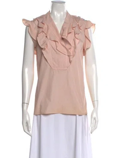 Pre-owned Kenzo V-neck Short Sleeve Blouse In Pink