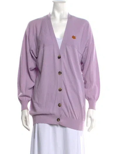 Pre-owned Kenzo V-neck Sweater In Purple