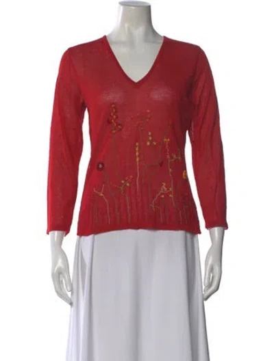 Pre-owned Kenzo V-neck Sweater In Red