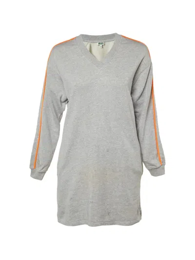 Pre-owned Kenzo V-neck Sweatshirt Dress In Gray