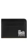 Kenzo Tiger-logo Leather Cardholder In Black